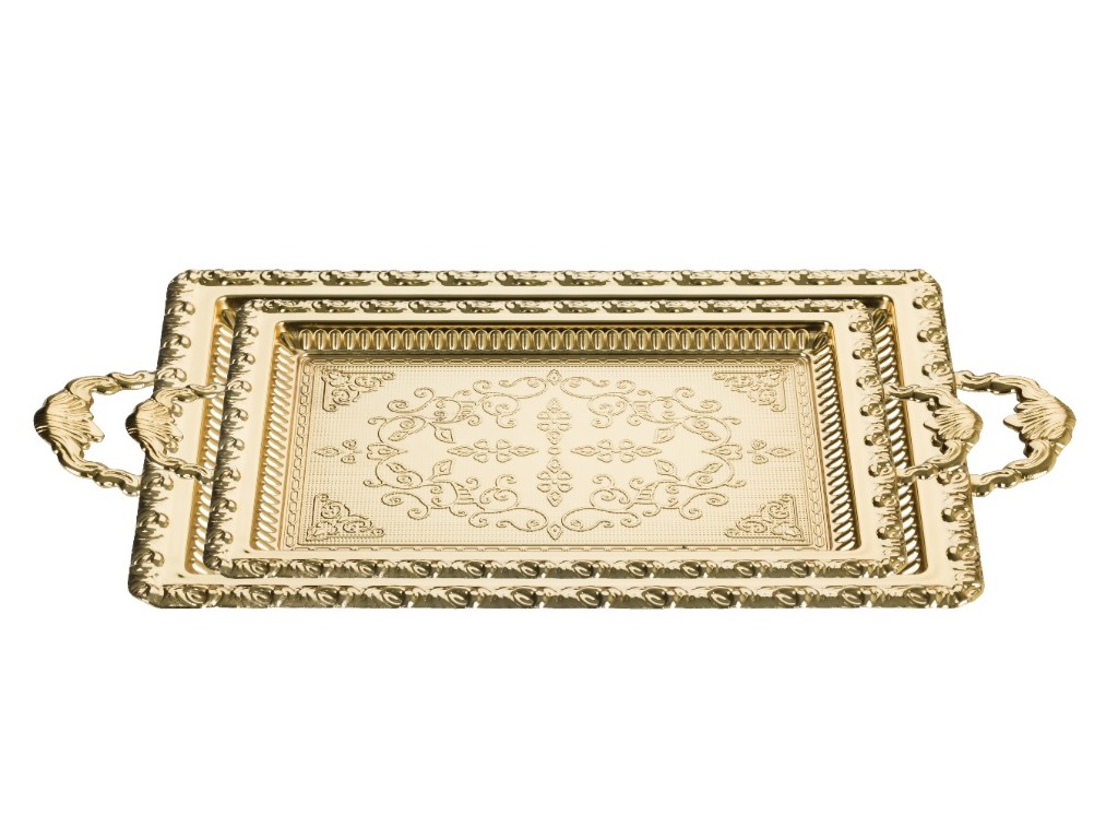 2210SET2DA 2pcs Rectangle Tray Set Gold