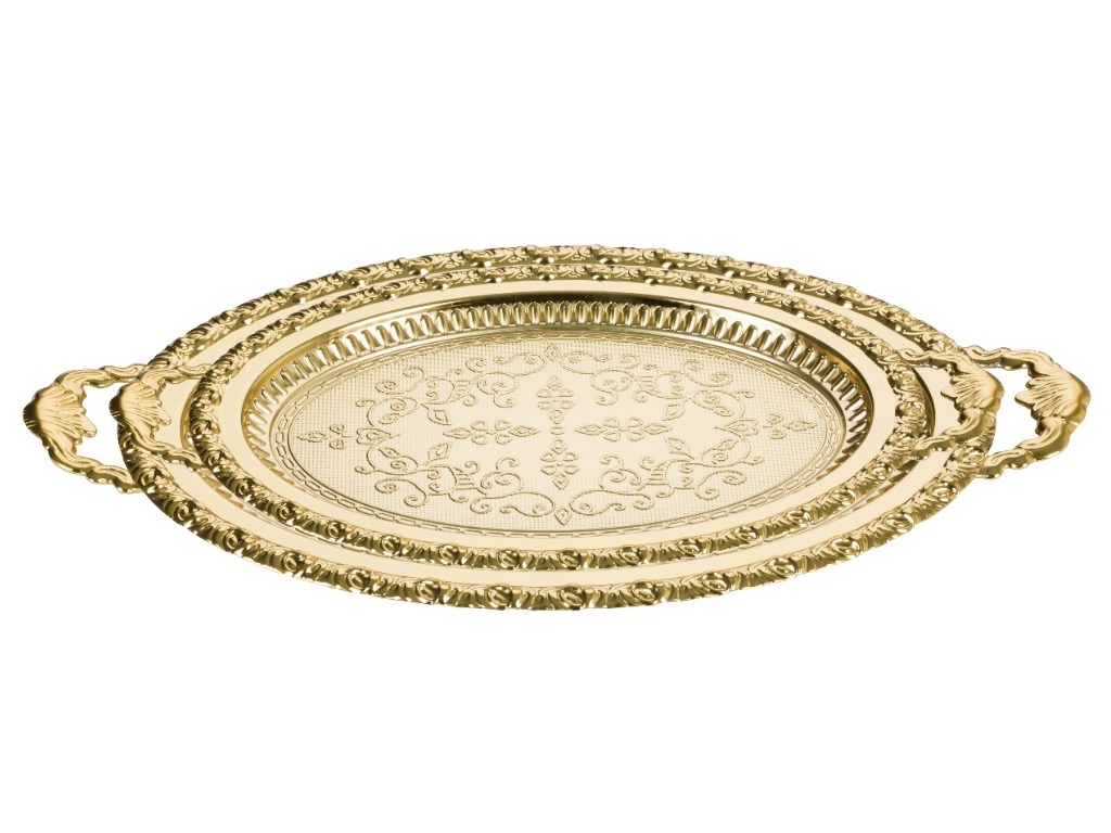 2220SET2DA 2pcs Oval Tray Set Gold