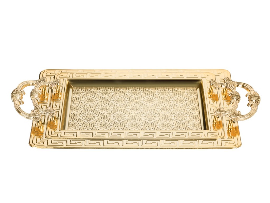 2225SETDA 2 pcs V Designe Tray Set Gold