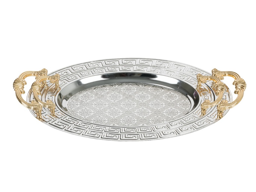 2226SET2D 2 pcs Oval V Designe Tray Set