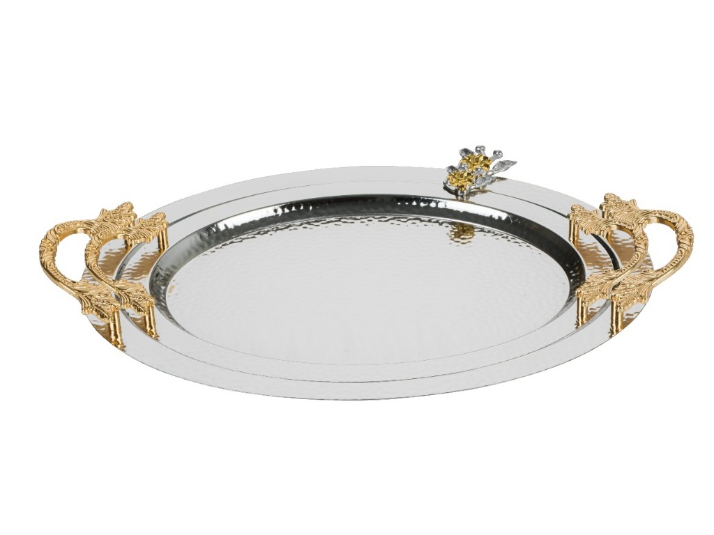 2227SET2D 2li Oval Dövme Desenli Tepsi Seti